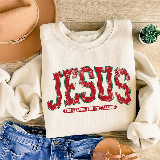 Religious Christmas Sweatshirt: Jesus Is The Reason For The Season, Cute Jesus Lover Gift