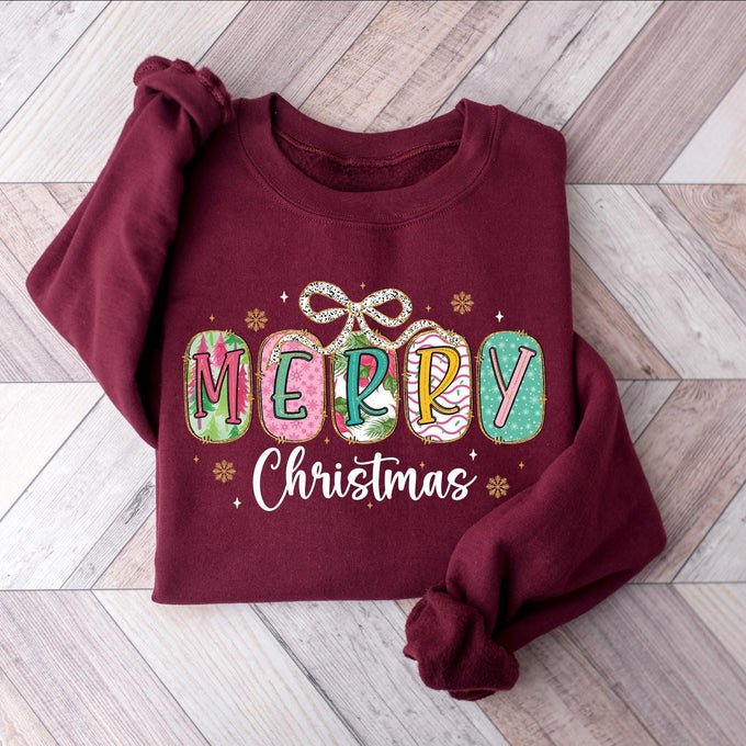 Merry Christmas Sweatshirt: Womens Holiday Gift, Xmas Shirt
