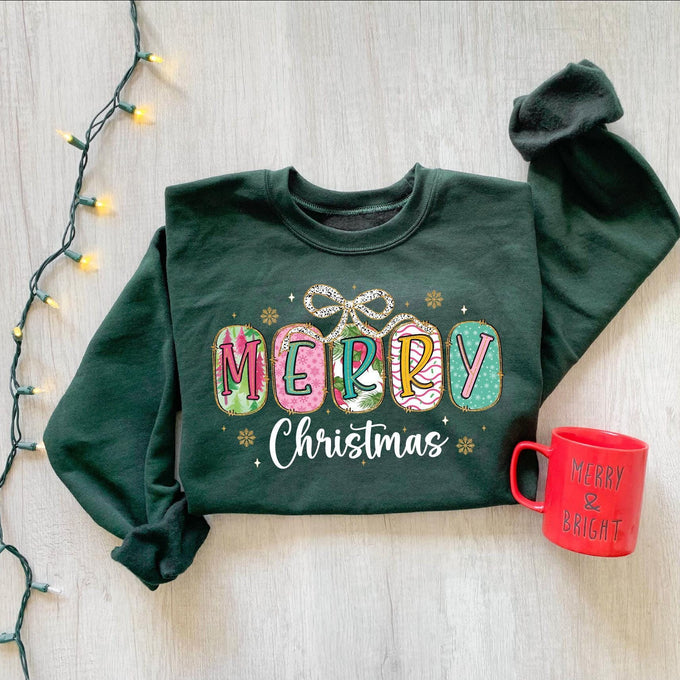Merry Christmas Sweatshirt: Womens Holiday Gift, Xmas Shirt