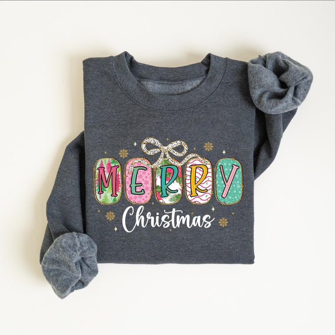 Merry Christmas Sweatshirt: Womens Holiday Gift, Xmas Shirt
