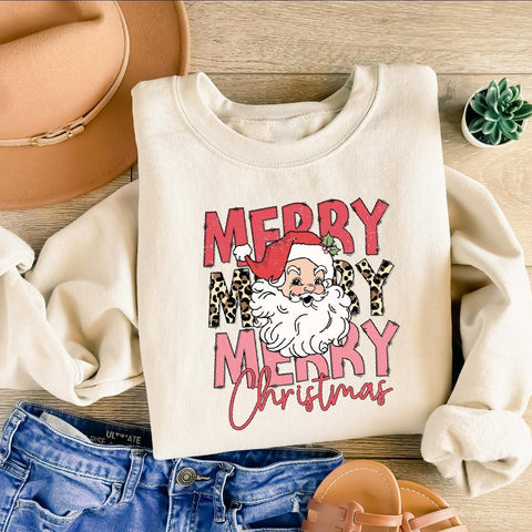 Merry Christmas Santa Sweatshirt: Womens Holiday Gift, Xmas Shirt