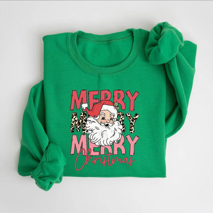 Merry Christmas Santa Sweatshirt: Womens Holiday Gift, Xmas Shirt