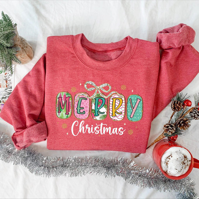 Merry Christmas Sweatshirt: Womens Holiday Gift, Xmas Shirt