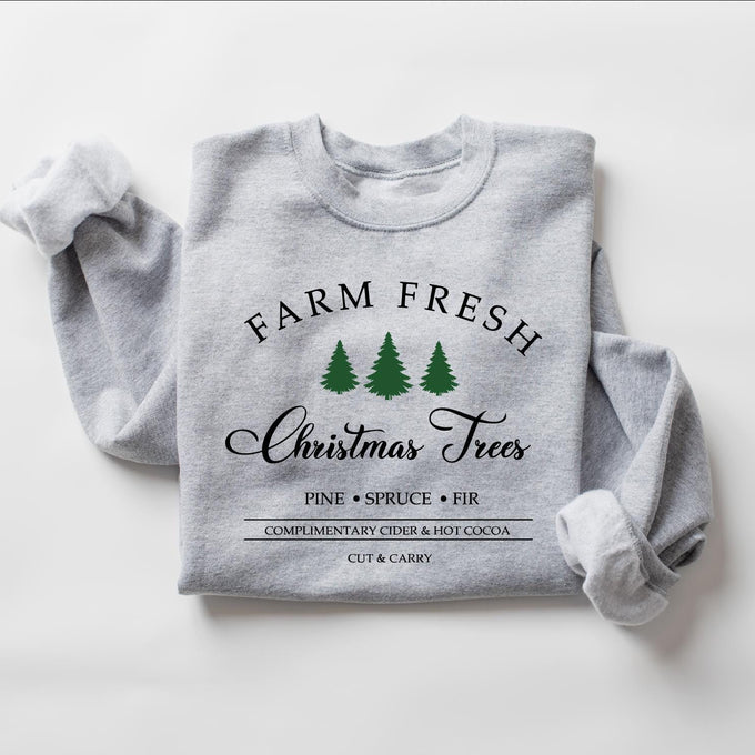 Cute Christmas Tree Sweatshirt: Xmas Farm Fresh Tree Shirt, Holiday Family Party Gift