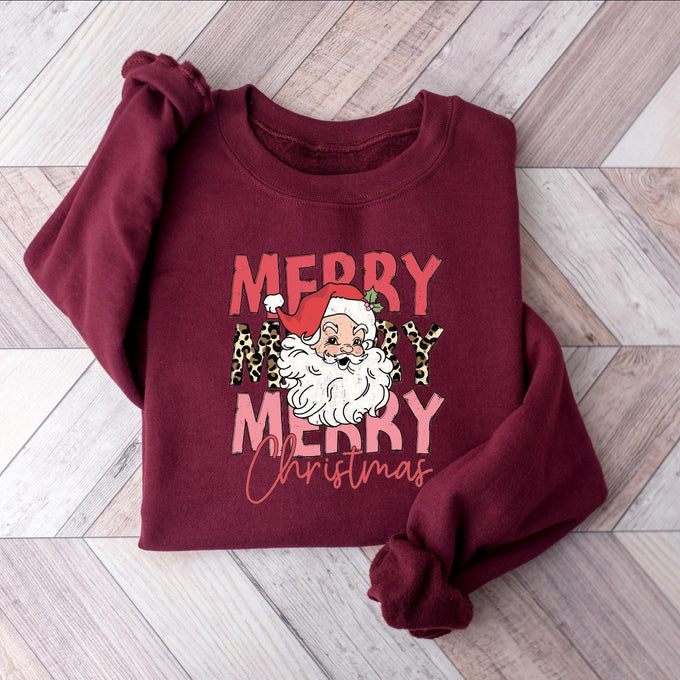 Merry Christmas Santa Sweatshirt: Womens Holiday Gift, Xmas Shirt
