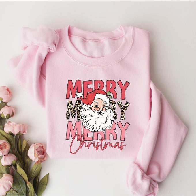 Merry Christmas Santa Sweatshirt: Womens Holiday Gift, Xmas Shirt