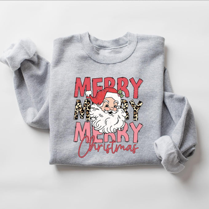 Merry Christmas Santa Sweatshirt: Womens Holiday Gift, Xmas Shirt