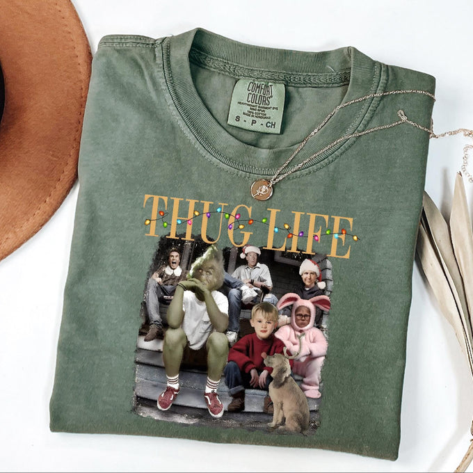 Comfort Colors® Thug Life Christmas Shirt, Womens Holiday Gift, Christmas Movie Tee