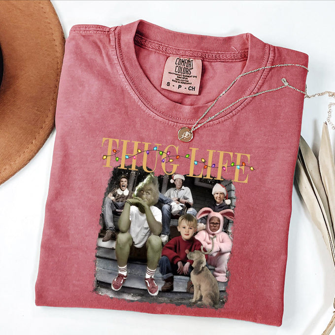 Comfort Colors® Thug Life Christmas Shirt, Womens Holiday Gift, Christmas Movie Tee