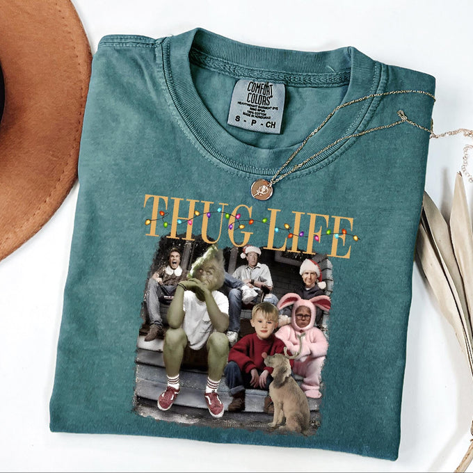 Comfort Colors® Thug Life Christmas Shirt, Womens Holiday Gift, Christmas Movie Tee