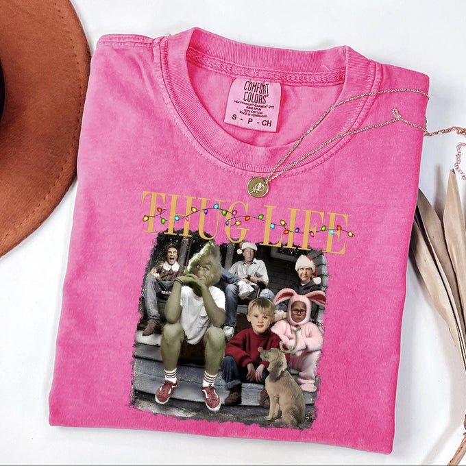 Comfort Colors® Thug Life Christmas Shirt, Womens Holiday Gift, Christmas Movie Tee