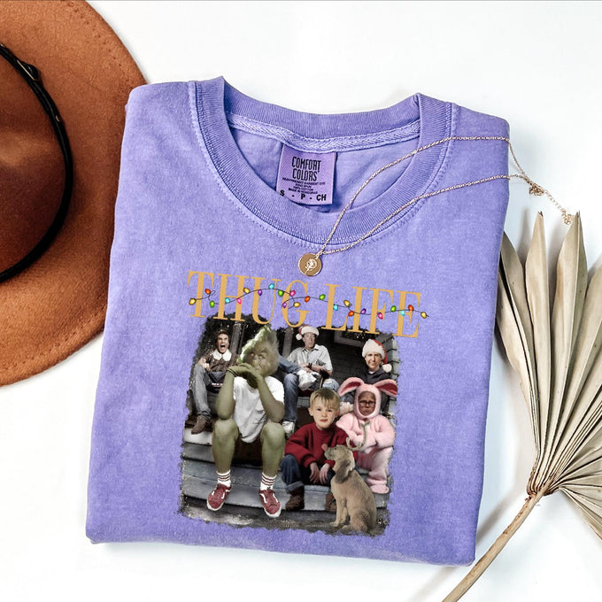 Comfort Colors® Thug Life Christmas Shirt, Womens Holiday Gift, Christmas Movie Tee