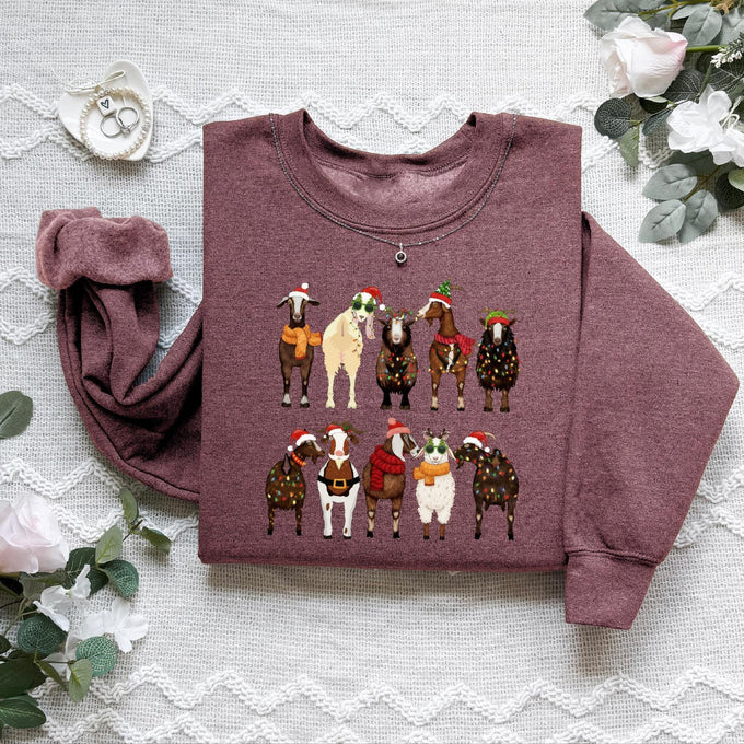 Christmas Goats Sweatshirt, Santa Goats Shirt, Animal Lover Gift
