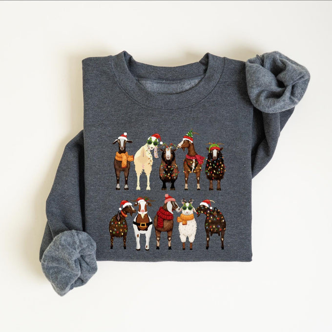 Christmas Goats Sweatshirt, Santa Goats Shirt, Animal Lover Gift
