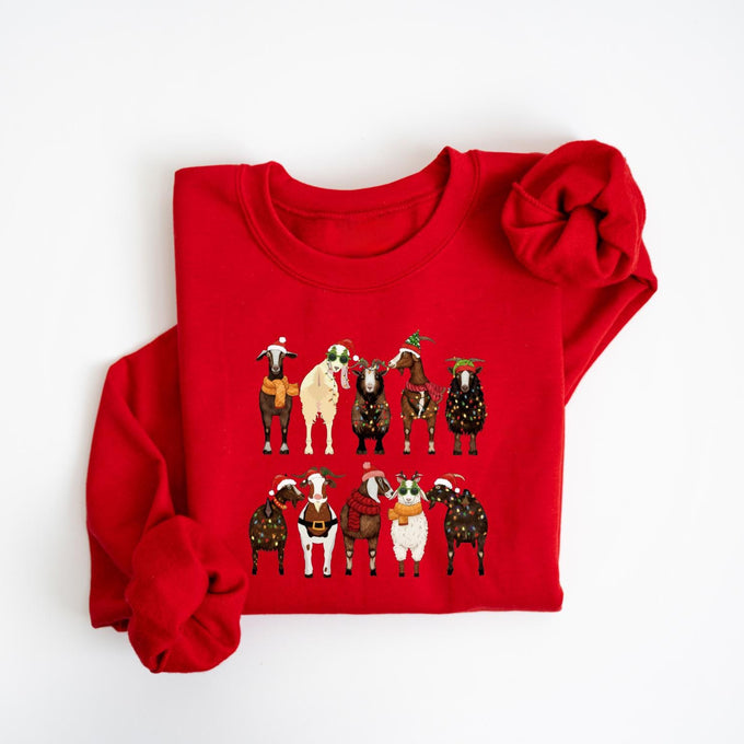 Christmas Goats Sweatshirt, Santa Goats Shirt, Animal Lover Gift