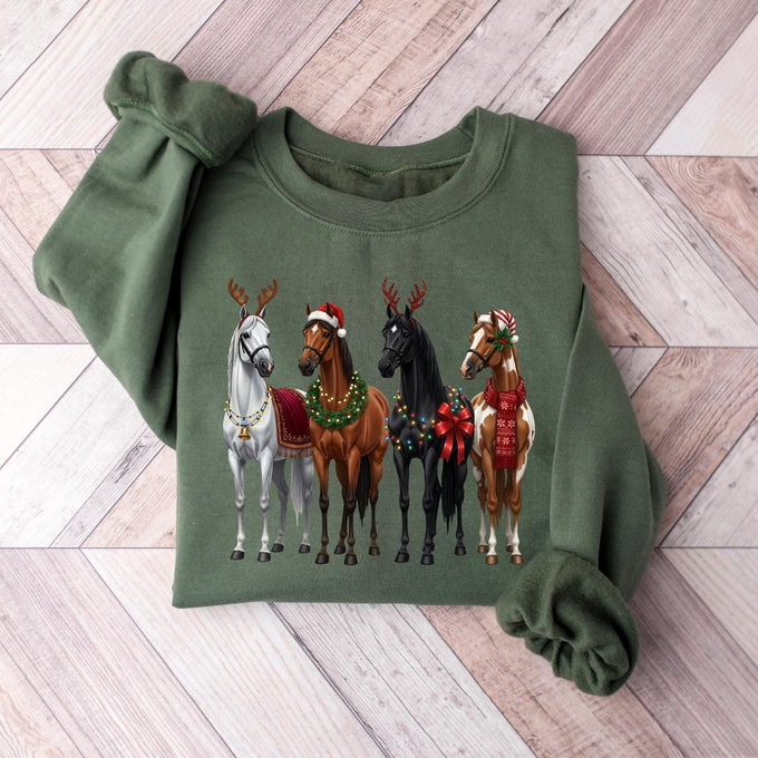 Horse Christmas Sweatshirt, Funny Xmas Shirt, Horse Lover Gift