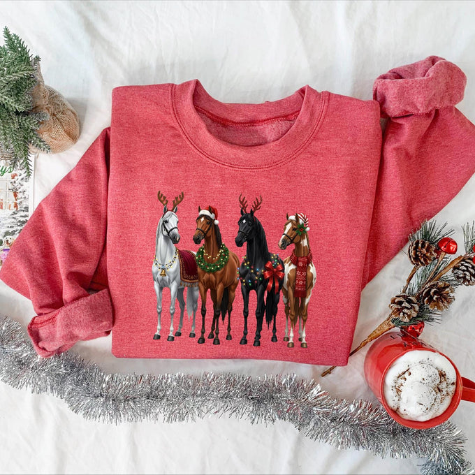 Horse Christmas Sweatshirt, Funny Xmas Shirt, Horse Lover Gift