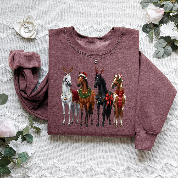 Horse Christmas Sweatshirt, Funny Xmas Shirt, Horse Lover Gift