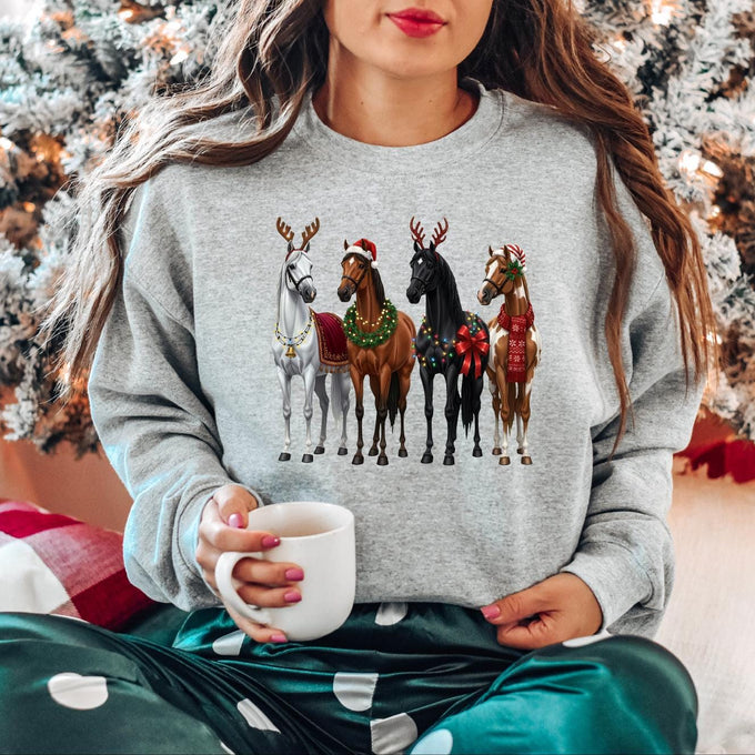 Horse Christmas Sweatshirt, Funny Xmas Shirt, Horse Lover Gift