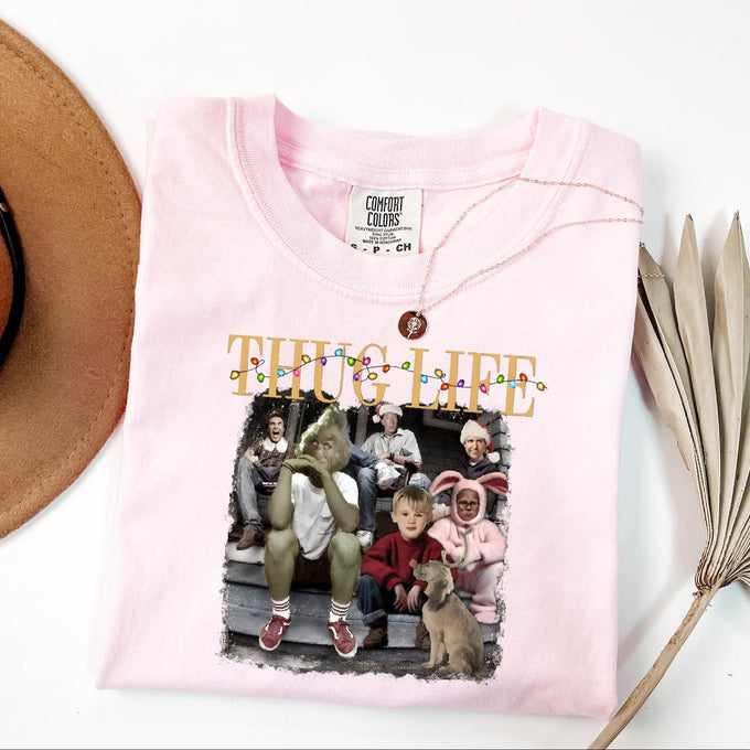 Comfort Colors® Thug Life Christmas Shirt, Womens Holiday Gift, Christmas Movie Tee