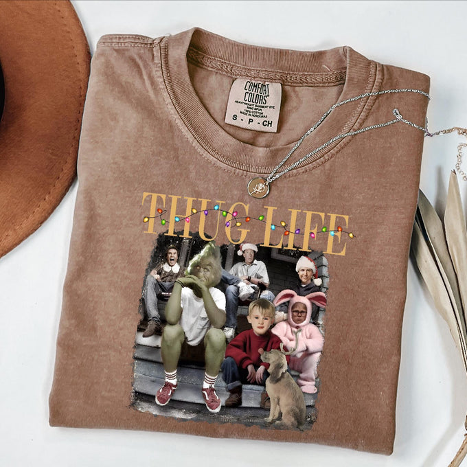 Comfort Colors® Thug Life Christmas Shirt, Womens Holiday Gift, Christmas Movie Tee