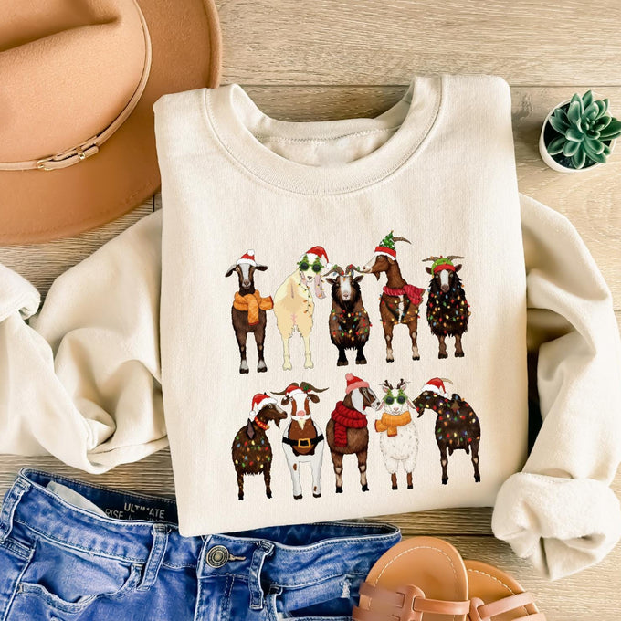 Christmas Goats Sweatshirt, Santa Goats Shirt, Animal Lover Gift