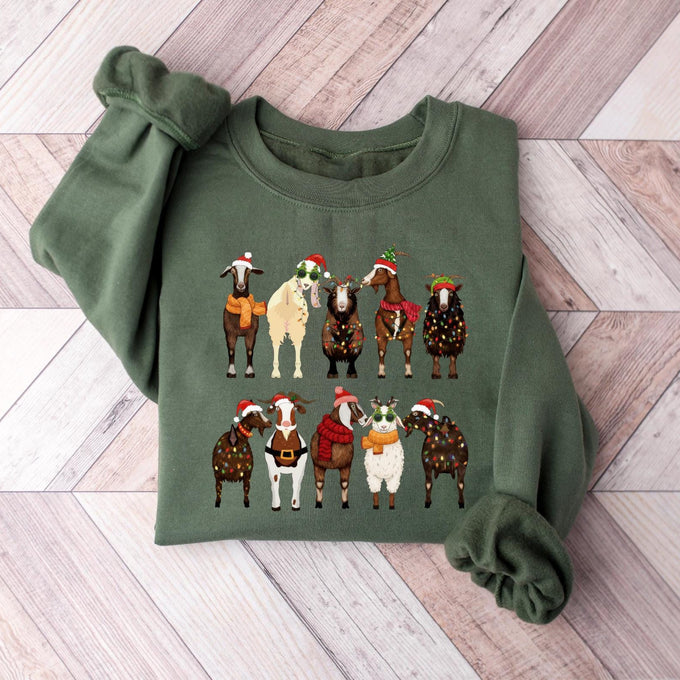 Christmas Goats Sweatshirt, Santa Goats Shirt, Animal Lover Gift