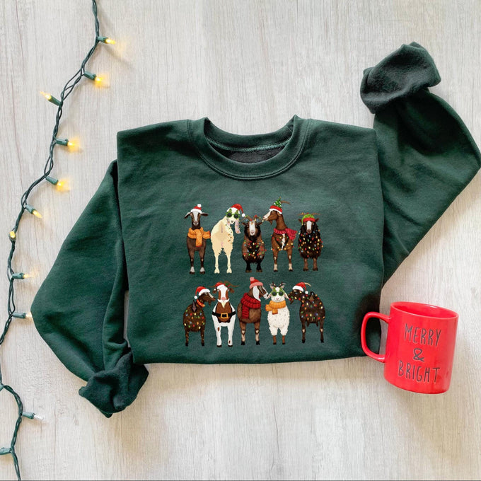 Christmas Goats Sweatshirt, Santa Goats Shirt, Animal Lover Gift