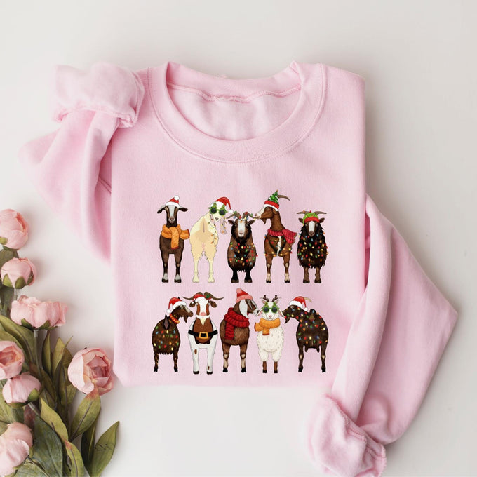 Christmas Goats Sweatshirt, Santa Goats Shirt, Animal Lover Gift