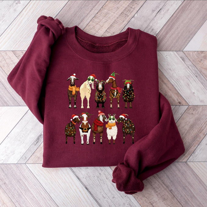 Christmas Goats Sweatshirt, Santa Goats Shirt, Animal Lover Gift