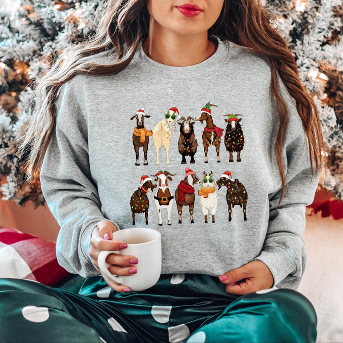 Christmas Goats Sweatshirt, Santa Goats Shirt, Animal Lover Gift