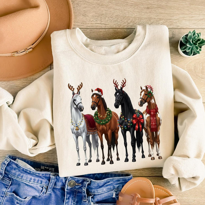 Horse Christmas Sweatshirt, Funny Xmas Shirt, Horse Lover Gift
