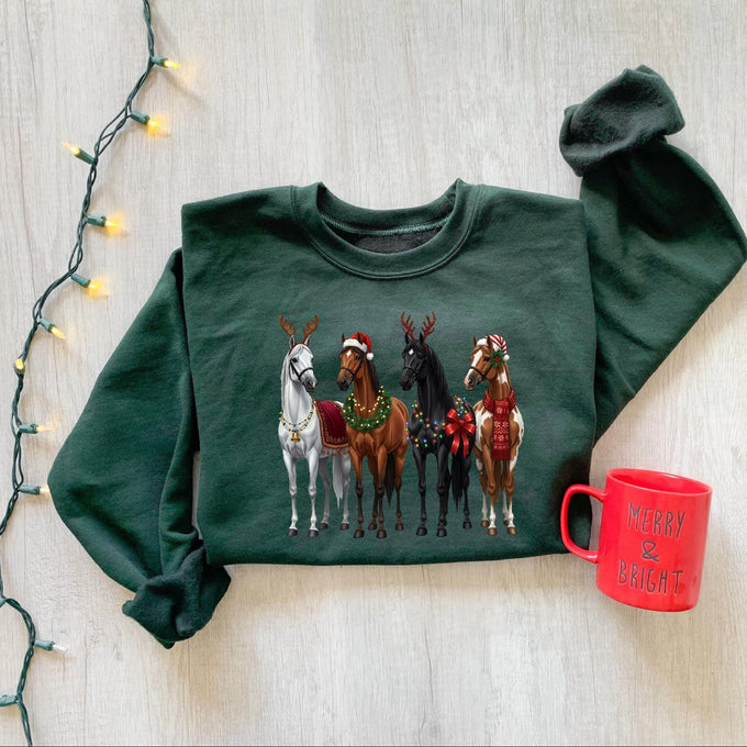 Horse Christmas Sweatshirt, Funny Xmas Shirt, Horse Lover Gift