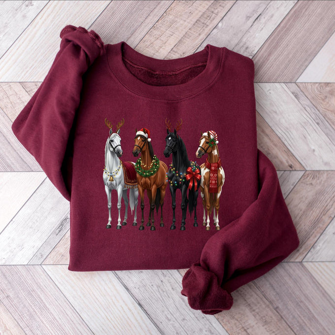 Horse Christmas Sweatshirt, Funny Xmas Shirt, Horse Lover Gift