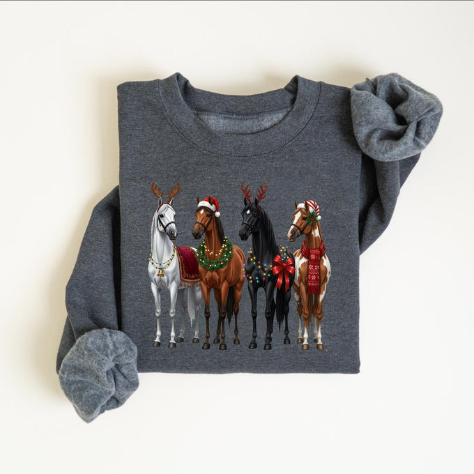 Horse Christmas Sweatshirt, Funny Xmas Shirt, Horse Lover Gift