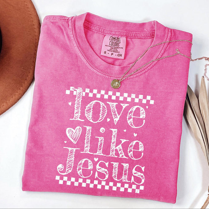 Comfort Colors® Love Like Jesus Valentines Long Sleeve Shirt, Faith Based Christian Shirt, Womens Religious Tee, Jesus Lover Gift