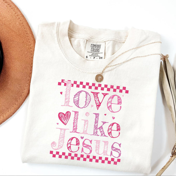 Comfort Colors® Love Like Jesus Valentines Long Sleeve Shirt, Faith Based Christian Shirt, Womens Religious Tee, Jesus Lover Gift