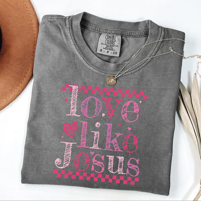 Comfort Colors® Love Like Jesus Valentines Long Sleeve Shirt, Faith Based Christian Shirt, Womens Religious Tee, Jesus Lover Gift