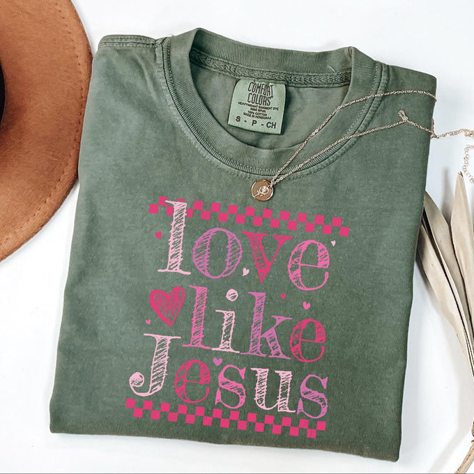 Comfort Colors® Love Like Jesus Valentines Long Sleeve Shirt, Faith Based Christian Shirt, Womens Religious Tee, Jesus Lover Gift