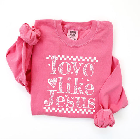 Comfort Colors® Love Like Jesus Valentines Long Sleeve Shirt, Faith Based Christian Shirt, Womens Religious Tee, Jesus Lover Gift