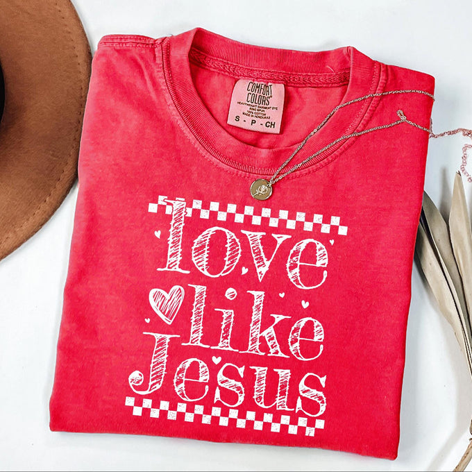 Comfort Colors® Love Like Jesus Valentines Long Sleeve Shirt, Faith Based Christian Shirt, Womens Religious Tee, Jesus Lover Gift