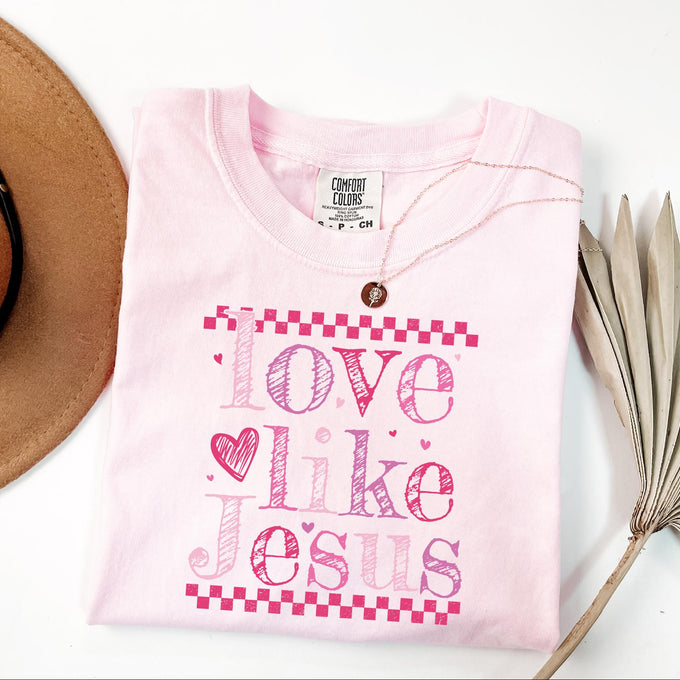 Comfort Colors® Love Like Jesus Valentines Long Sleeve Shirt, Faith Based Christian Shirt, Womens Religious Tee, Jesus Lover Gift