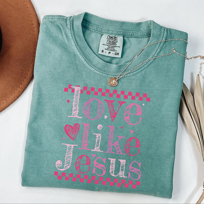 Comfort Colors® Love Like Jesus Valentines Long Sleeve Shirt, Faith Based Christian Shirt, Womens Religious Tee, Jesus Lover Gift