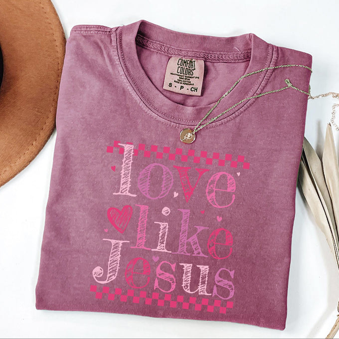 Comfort Colors® Love Like Jesus Valentines Long Sleeve Shirt, Faith Based Christian Shirt, Womens Religious Tee, Jesus Lover Gift