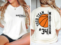 Comfort Colors® Custom Basketball Mom Shirt, Personalized Name & Number Team Tee, Game Day Spirit