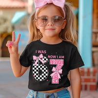 Birthday Girl T-shirt, I Was 6 Now 7, Coquette Bow Outfit