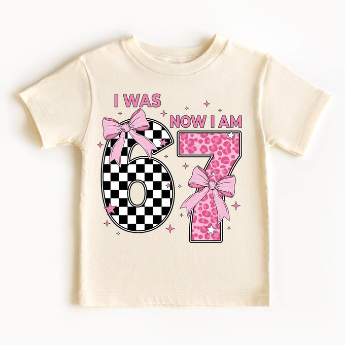 Birthday Girl T-shirt, I Was 6 Now 7, Coquette Bow Outfit
