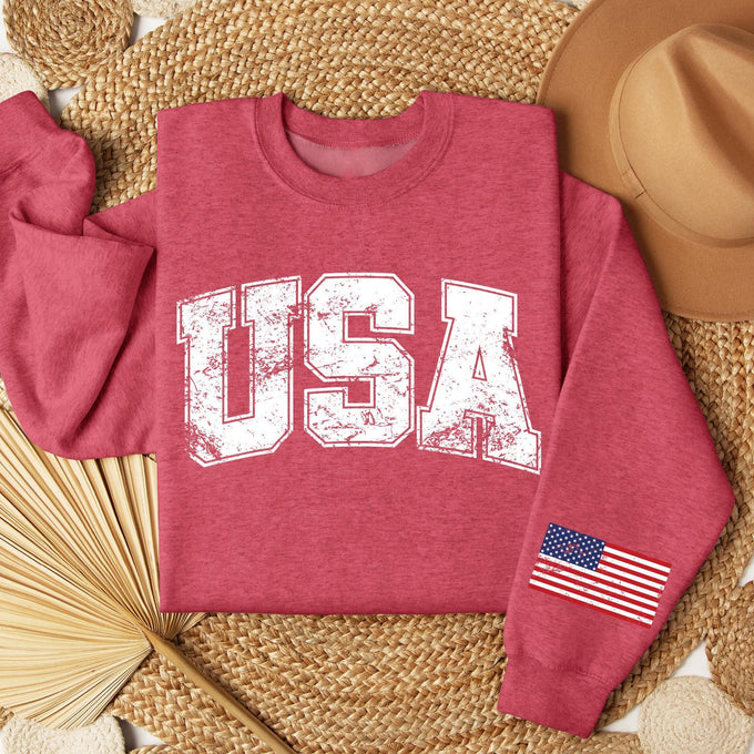 Retro USA Sweatshirt, Patriotic American Flag Tee, Fourth of July America 250th Birthday Gift