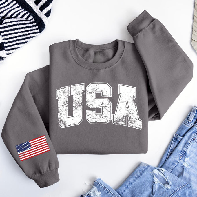 Retro USA Sweatshirt, Patriotic American Flag Tee, Fourth of July America 250th Birthday Gift