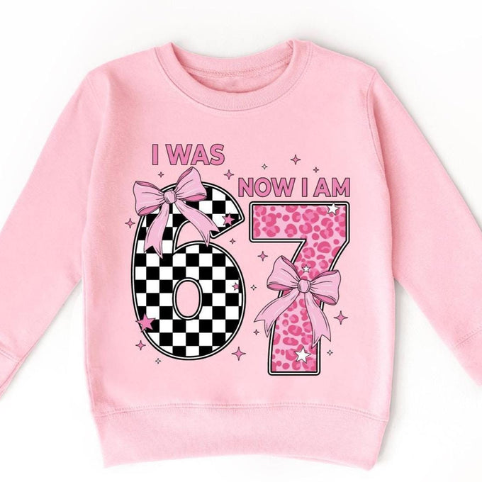 Birthday Girl T-shirt, I Was 6 Now 7, Coquette Bow Outfit